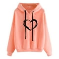 thumbnail image 1 of DeHolifer Hoodies for Women Heart Graphic Print Drawstring Long Sleeve Lightweight Comfy Pullover Sweatshirts Pink 2XL, 1 of 5