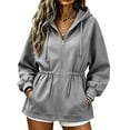 thumbnail image 1 of DeHolifer Hoodies for Women Zip Up Oversized Drawstring Sweatshirt Fleece Jackets Fall Winter Coats Gray S, 1 of 7