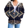 thumbnail image 1 of QQAMB Hoodies for Women Zipper Aztec Print Long Sleeve Loose Casual Drawstring Fall Oversized Sweatshirt, 1 of 4