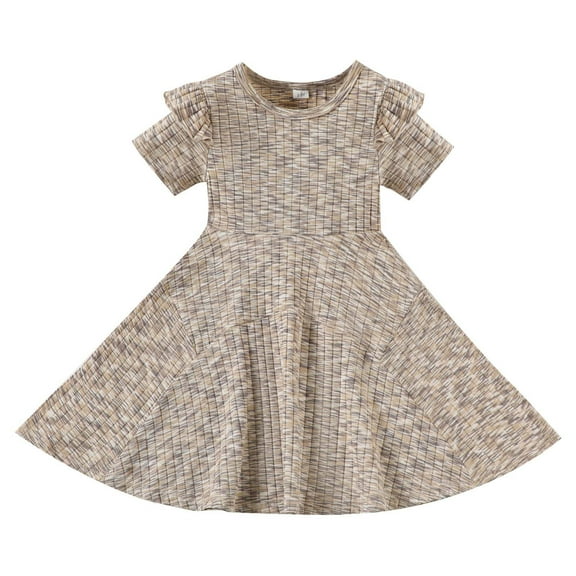 DeHolifer Infant Baby Girl Dresses Pleated Crewneck Plaid Printed Short Sleeve Summer Lightweight Swing Dresses,12 Months