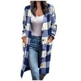 thumbnail image 1 of DeHolifer Jacket for Women Plus Size Plaid Shacket Button Down Long Sleeve Long Shirts 2023 Fashion Winter Coats Jacket Blue L, 1 of 5