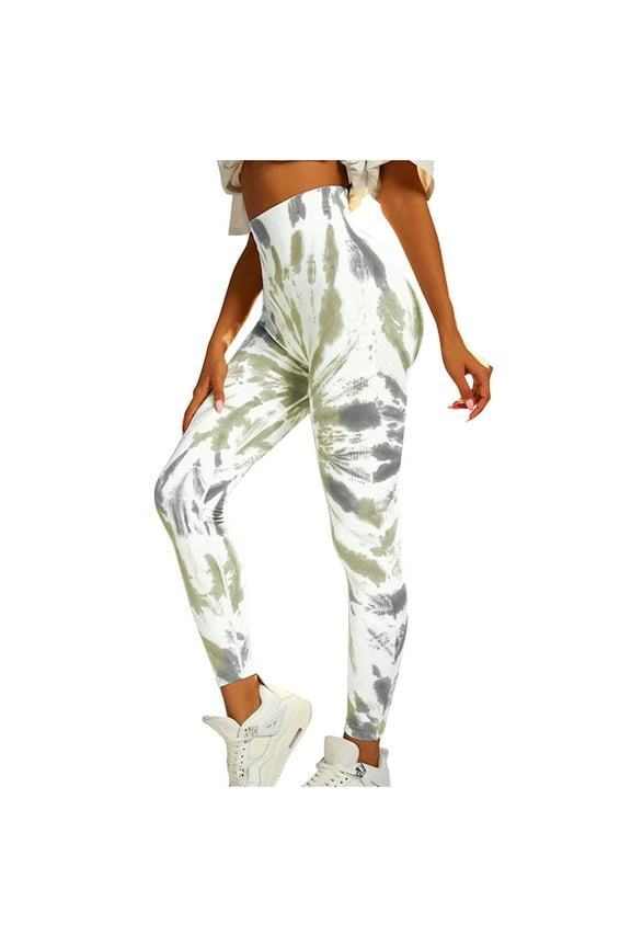 DeHolifer Leggings for Women Camouflage High Waisted with Pockets,Womens Yoga Pants Stretch Workout Leggings Tummy Control Green L