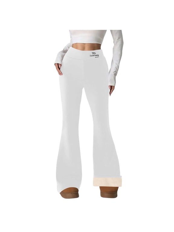 Leggings for Women Fleece Lined High Wasited Wide Leg Warm Winter Base Layer Flared Pants