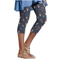 thumbnail image 1 of DeHolifer Leggings for Women High Elastic Waisted Casual Printed Straight Leg Yoga Capri Tights Brown L, 1 of 7