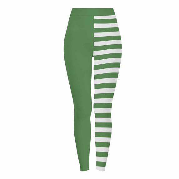 DeHolifer Leggings for Women Plus Size Halloween Casual Strip Printed Straight Leg Fall Trendy Tights Green M
