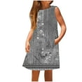 thumbnail image 1 of DeHolifer Little Girls Print Sleeveless Gradient Color Casual Cute Dress Daily Holiday Vacation Sweet Dresses,7 Years, 1 of 5