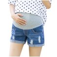 thumbnail image 1 of DeHolifer Maternity Denim Shorts Women's Summer High Waist Hollow Out Distressed Cuffed Hem Casual Denim Jeans Short Blue 2XL, 1 of 5
