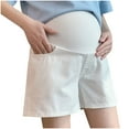 thumbnail image 1 of DeHolifer Maternity Shorts for Women Under Belly High Waisted Solid Color Casual Shorts with Pockets Beige XL, 1 of 3