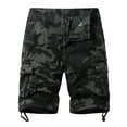 thumbnail image 1 of QQAMB Men Cargo Shorts Elastic Waist Cotton Camo Print Casual Outdoor Cargo Shorts with Multi-pocket Button Zipper Dark Gray S, 1 of 8