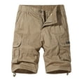 thumbnail image 1 of DeHolifer Men Cargo Shorts Elastic Waist Cotton Solid Color Casual Outdoor Cargo Shorts with Multi-pocket Button Zipper Khaki M, 1 of 1