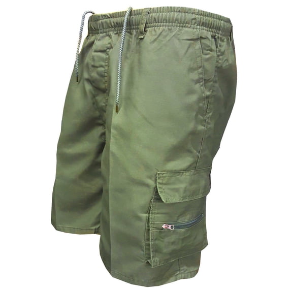 DeHolifer Men Cargo Shorts Plus Size Solid Color Lightweight Drawstring Outdoor Running Shorts with Multiple Pockets Army Green L