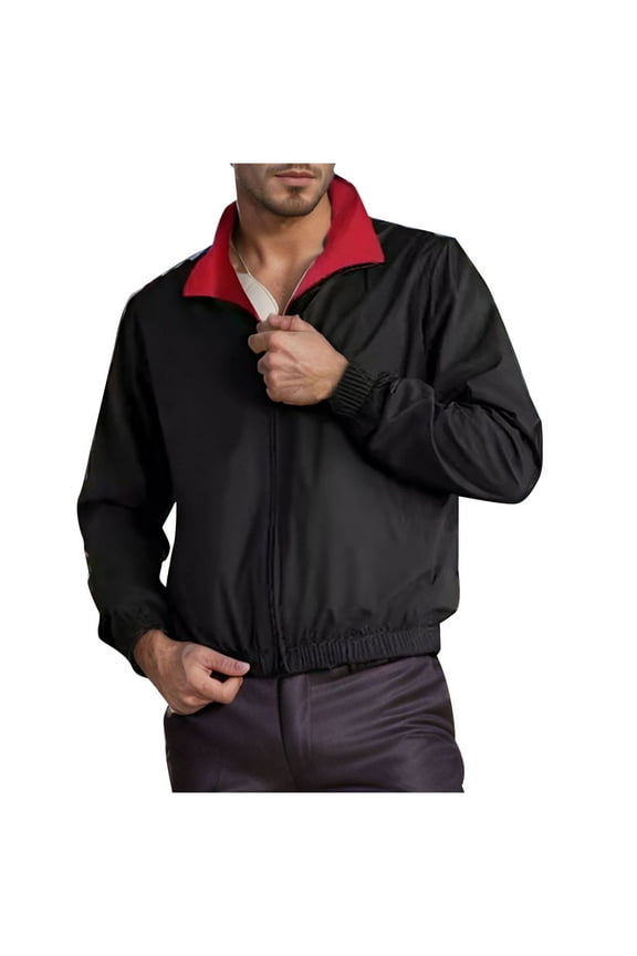 Men Outwear Coat Casual Zipper Solid Color Long Sleeve Turndown Collar Outwear Coat Lightweight Jacket Black XL