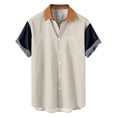 thumbnail image 1 of DeHolifer Men Shirt Short Sleeve Lapel Button Color Block Casual Shirt Loose Casual Fashion Blouse Tops Khaki L, 1 of 7