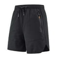 thumbnail image 1 of Men Shorts Plus Size Cotton Linen Drawstring Elastic Waisted Wide Leg Solid Color Comfy Shorts Black 5XL, 1 of 7