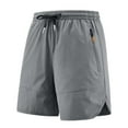 thumbnail image 1 of QQAMB Men Shorts Plus Size Cotton Linen Drawstring Elastic Waisted Wide Leg Solid Color Comfy Shorts Gray 3XL, 1 of 4