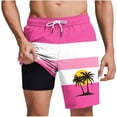 thumbnail image 1 of QQAMB Men Shorts Plus Size Elastic Waisted Strip Printed Palm Graphic Printed Summer Loose Comfy Shorts with Pocket Hot Pink S, 1 of 5