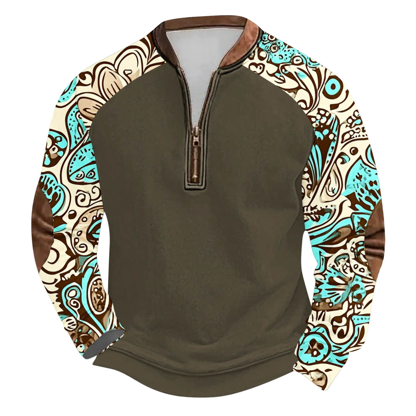 Men's Embroidered Patchwork Sweatshirt - Vintage Graphic Streetwear Pullover Top