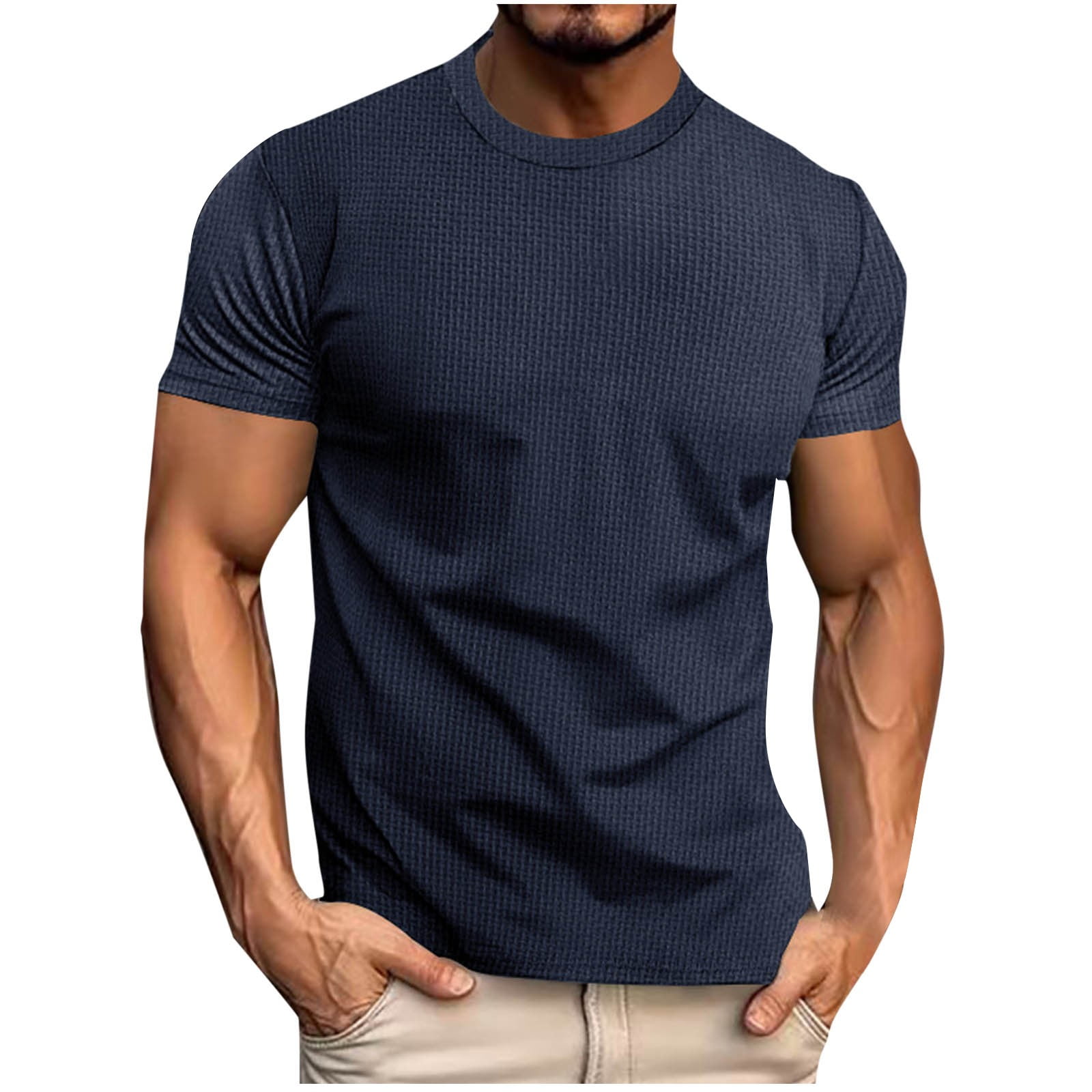 T-shirt en coton coupe décontractée - Bleu marine - Homme