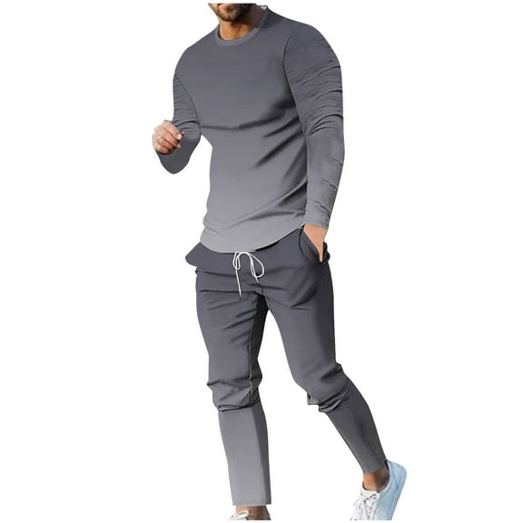 DeHolifer Men's 2 Piece Sets Sweatshirt and Sweatpants Casual Tracksuits Long Sleeve Pullover Jogging Sweatsuit Set Gray 2XL