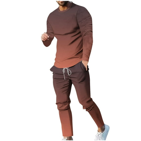 DeHolifer Men's 2 Piece Sets Sweatshirt and Sweatpants Casual Tracksuits Long Sleeve Pullover Jogging Sweatsuit Set Orange M