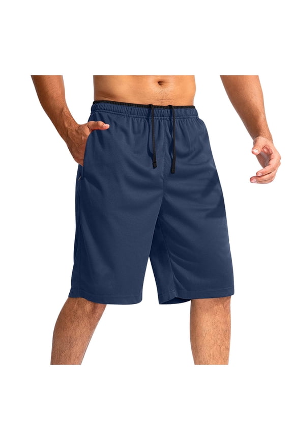 Men's Athletic Shorts with Pockets Basketball Short Lightweight Quick Dry Gym Workout Shorts for Training Navy XL