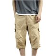 thumbnail image 1 of DeHolifer Men's Capri Cargo Shorts Casual Hiking Military Tactical Below Knee Shorts 3/4 Cargo Shorts with Multi-Pockets Khaki L, 1 of 7