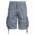 thumbnail image 1 of DeHolifer Men's Cargo Pants Plus Size Casual Button Elastic Waisted Solid Color Summer Comfy Shorts with Multi Pockets Gray 3XL, 1 of 8