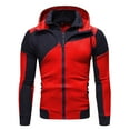 thumbnail image 1 of DeHolifer Men's Coat Color Block Zipper Hoodies Long Sleeve Hoodies Jacket Winter Warm Coat Red XL, 1 of 2