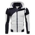 thumbnail image 1 of QQAMB Men's Coat Color Block Zipper Hoodies Long Sleeve Hoodies Jacket Winter Warm Coat White L, 1 of 2