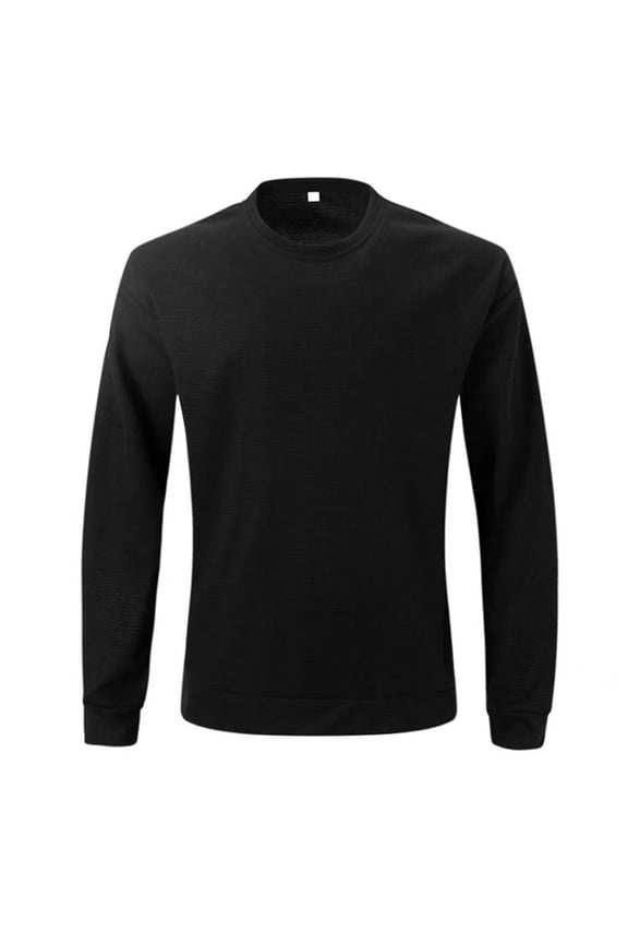 DeHolifer Men's Crewneck Sweatshirts Lightweight Waffle Knit Pullover Casual Long Sleeve Sweater Shirts Black L