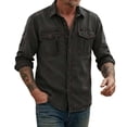 thumbnail image 1 of DeHolifer Men's Denim Shirt Plus Size Solid Color Button Down Long Sleeve Cowboy Work Shirts Black 3XL, 1 of 5