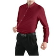 thumbnail image 1 of DeHolifer Men's Dress Shirts Cotton Long Sleeve Button Up Lapel Solid Color Shirts Formal Business Shirt Wine L, 1 of 4