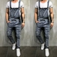 thumbnail image 1 of DeHolifer Men's Jumpsuit Suspender Pocket Overall Pants Broken Trousers Wash Casual Jeans Men's Pants Athletic Fit Blue L, 1 of 8