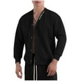 thumbnail image 1 of DeHolifer Men's Outwear Coat Casual Solid Color Buttons Long Sleeve V-Neck Blouses Tops with Pocket Black 3XL, 1 of 4