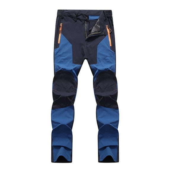 DeHolifer Men's Pants Snow Ski Hiking Waterproof Zipper Fleece Lined Pants Outdoor Mountain Softshell Trousers Blue 5XL