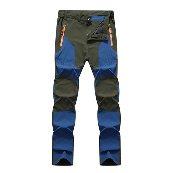 QQAMB Men's Pants Snow Ski Hiking Waterproof Zipper Fleece Lined Pants Outdoor Mountain Softshell Trousers Green 2XL