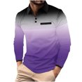 thumbnail image 1 of QQAMB Men's Shirts Gradient Color Turndown Collar Long Sleeve Comfy Lightweight Blouse Tops Purple 2XL, 1 of 4