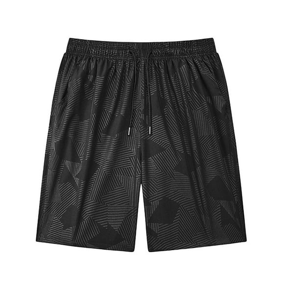 DeHolifer Men's Shorts Plus Size Sports Elastic Waisted Drawstring Sports Running Casual Summer Breathable Shorts Black 3XL