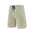 thumbnail image 1 of DeHolifer Men's Shorts Summer Solid Color Outdoor Sports Elastic Waisted Lightweight Drawstring Breathable Shorts with Pocket Khaki 3XL, 1 of 3