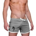 thumbnail image 1 of DeHolifer Men's Sports Shorts Breathable Running Fitness Drawstring Training Palm Tree Print Cropped Shorts Gray XL, 1 of 3