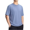 thumbnail image 1 of DeHolifer Men's Swim Shirts Rash Guard Solid Color Short Sleeve Breathable Tees Tops Fishing Tops for Surfing Blue 3XL, 1 of 5