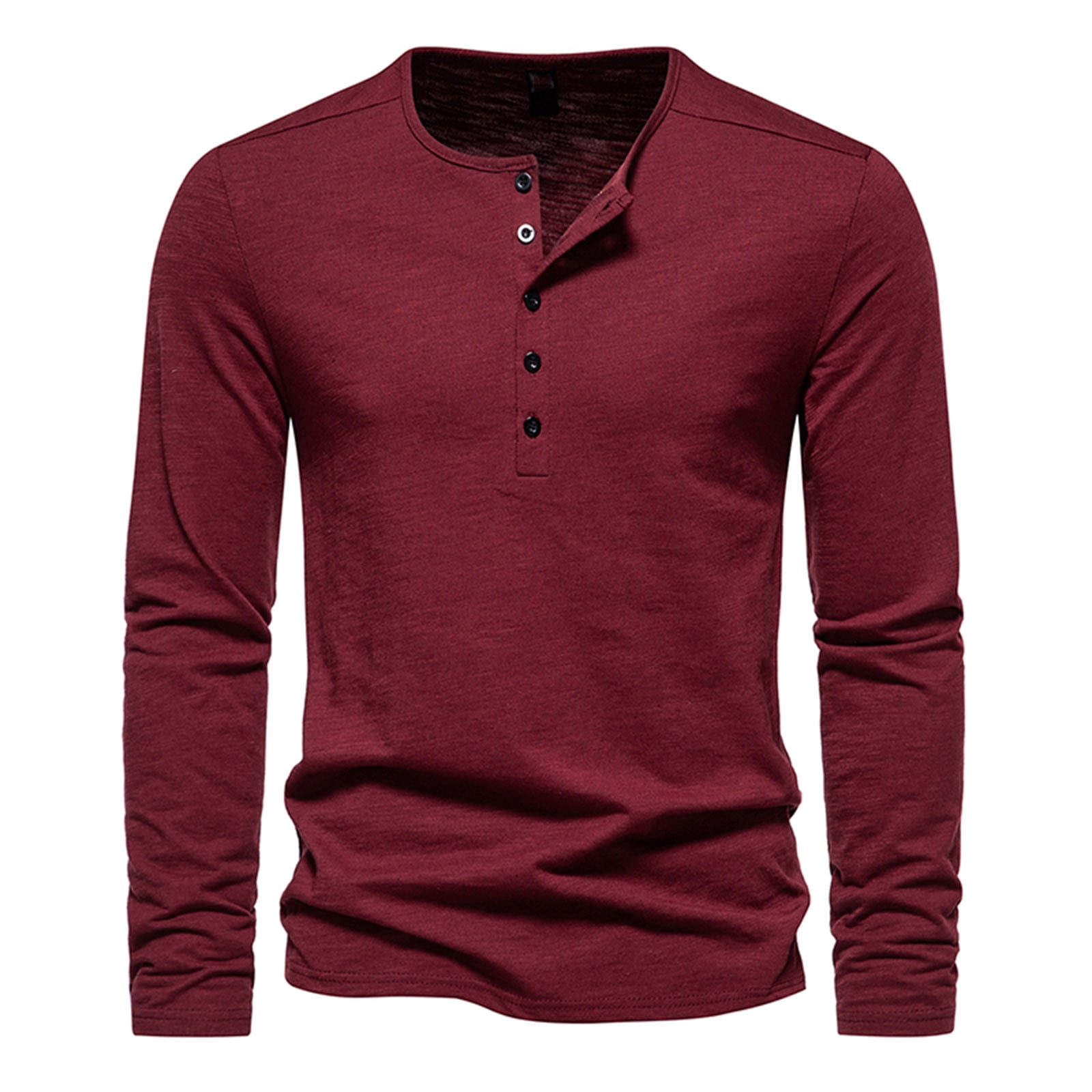 DeHolifer Men's TShirts Casual Crewneck Long Sleeve Waffle Henley Fall