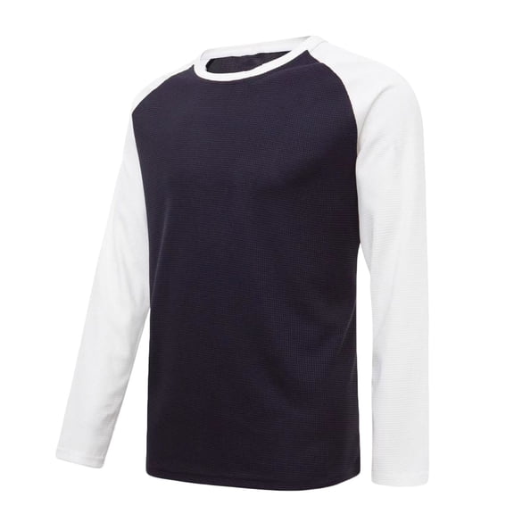DeHolifer Men's T-Shirts Crewneck Reglan Sleeve Long Sleeve Color Block Waffle T-Shirts Tops Navy M