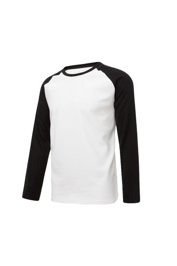 Men's T-Shirts Crewneck Reglan Sleeve Long Sleeve Color Block Waffle T-Shirts Tops White L