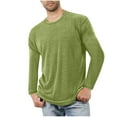 thumbnail image 1 of DeHolifer Men's T-Shirts Solid Color Cotton Crewneck Long Sleeve Sports T-Shirts Homewear Pajamas Tops Green 3XL, 1 of 5