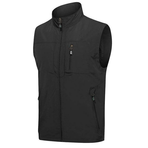 DeHolifer Men's Vest Thin Sports Multi-Bag Casual Quick-Drying Loose Vest Mountaineering Tooling Outdoor Vest Jackets Black XL