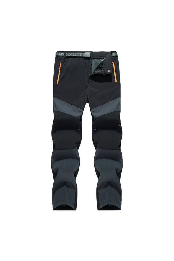 DeHolifer Men's Warm Ski Hiking Pants Softshell Fleece Lined Winter Outdoor Windproof Waterproof Outdoor Hiking Trousers Dark Gray XL