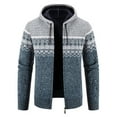 thumbnail image 1 of DeHolifer Men's Winter Coat Ethnic Style Printed Zipper Sweater Long Sleeve Hooded Outwear Casual Coat Gray 2XL, 1 of 4