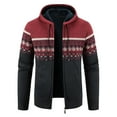 thumbnail image 1 of DeHolifer Men's Winter Coat Ethnic Style Printed Zipper Sweater Long Sleeve Hooded Outwear Casual Coat Wine 3XL, 1 of 4