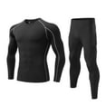 thumbnail image 1 of DeHolifer Mens Athletic Sets Compression Shirt UPF 50+ Long Sleeve Turtleneck Undershirts and Pants 2 Piece Outfits Sets Black L, 1 of 5